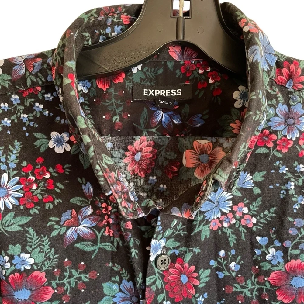 Express Black‎ and Red Casual Button Down Shirt